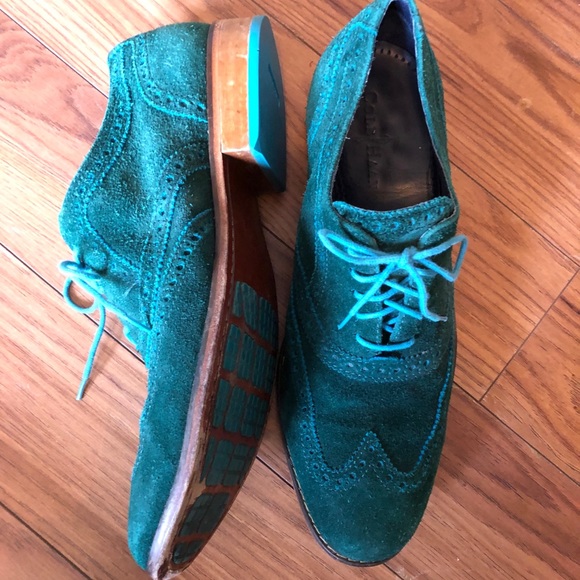 NIKE AIR & COLE HAAN TURQUOISE SUEDE OXFORDS - Picture 2 of 7